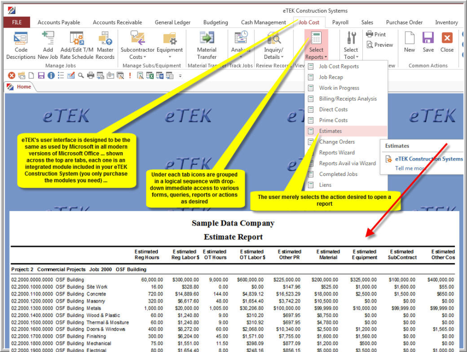 screenshot of eTEK Online
